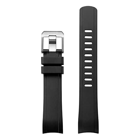 Crafter Blue RX01 Curved End Watch Band Rubber Strap Replacement for ROLEX GMT MASTER II CERAMIC REF. 116719 BLRO & 126710 BLRO, Black Cover