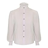 [Teevaseoan] 中世ヨーロッパ 衣装 メンズ 海賊シャツ 吸血鬼 ルネッサンス ビクトリア朝 スチームパンク ゴシック フリル 男性用シャツ 舞台衣装 演劇オペラ声楽 貴族服装 クリスマス仮装 大人(#002-ホワイト,L)