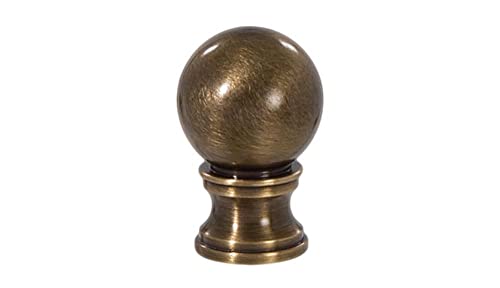 Image of B&P Lamp Solid Brass Sphere Style Antique Brass Finial, 1-3 /8 Inch Height, 1 /4-27 Tap
