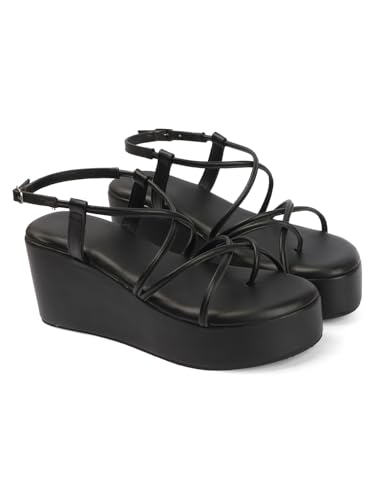 Image of TRYME Women Open Toe Comfort Multi Strap Stylish Daily Wear Wedge Heel Sandals