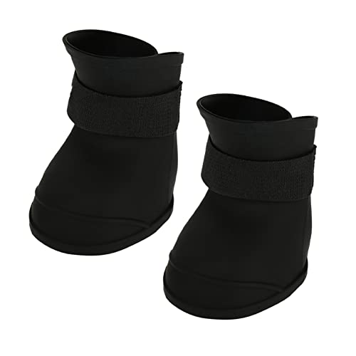 4 Stück Hund Pfotenschutz Wasserdicht, Regen Schuhe Silikon Haustierschuhe Hund Anti-Rutsch-Regenschuhe Haustier Pfotenschutz für Hunde Katzen(L Black)