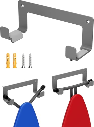 MUSVOH Ironing Board Hanger Wall Mount Stainless Steel, Y T Leg Ironing Board Holder Wall Mount for Laundry Room, Iron Board Hooks for Wall Heavy Duty Grey