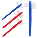 FRCOLOR 4pcs Reach Toothbrush for Adults Denture Brush Soft Bristles Travel Toothbrush Set Sided Brush for Denture Cleaning