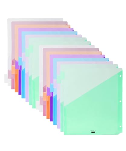 Séparations à onglets avec poches de rangement plastique durable