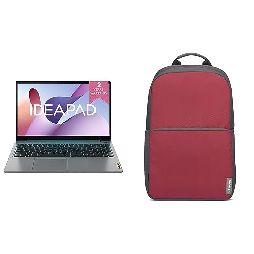 Image of Lenovo IdeaPad Slim 3 Intel Core i3-1115G4 11th Gen 15.6 inch (39.62cm) FHD Laptop & 39.63cm (15.6 inch) Executive Red Backpack,Made in India, Water-Resistant, Uncompromised Storage,Travel Friendly Vented