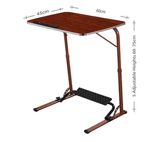 Image of Bade Large Size top Steel Wood 60 * 45 * 75 cm Multipurpose Laptop Table with footrest 5 Heights 3 Angles Adjustable, Study, Kids, Office and Dinning Table (Rosewood)