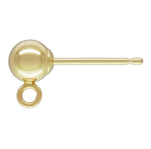 20pcs Hypoallergenic Earring Posts Stud Earrings 5mm Ball Post with Loops Earnut Backs Gold Plated Brass for Jewelry Making CF218-4