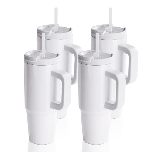 PYD Life 4 Pack 30 OZ Sublimation Tumblers with Removable Handle Lid Straw