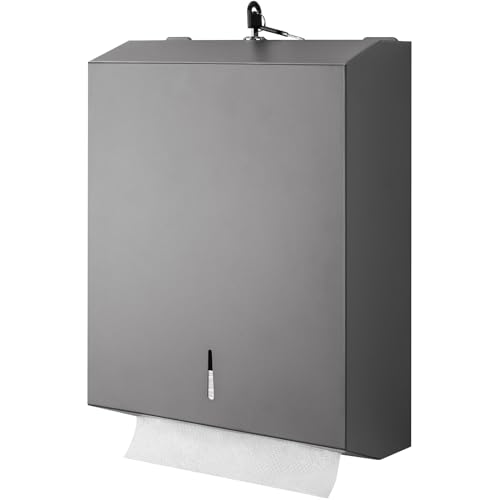 Gorlary Paper Towel Dispenser Wall Mount Commercial c-fold/Multi-fold/Tri-fold, Touchless Hand Towel Dispenser with Lock(Dark Grey)