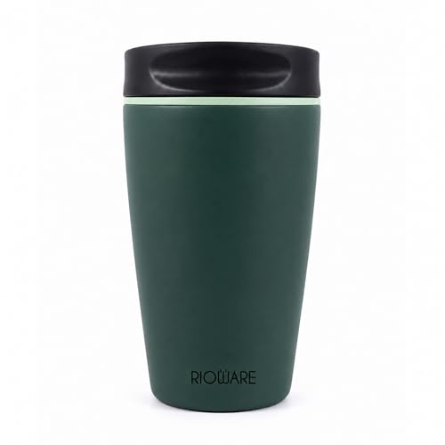 Image of Rioware Vacuum Insulated Coffee Mug Travel Tumbler for Men | Tea Thermos Flask Mugs | Temperature Control Traveling Spill Proof Sipper Bottle | Hot 8 Hrs & Cold 12 Hrs - 350ml - Green