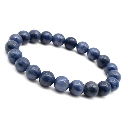 Unique Gems Bouddha Bracelet de perles Saphir d'eau Iolite 8mm pierre naturelle discret pour la femme extensible 15cm à 18cm