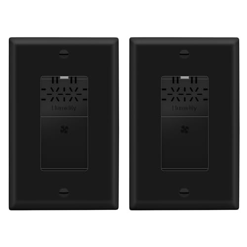LIDER No Neutral Wire Required Humidity Sensor Switch, Automatic Humidity Detection, Air Circulator, Bathroom Fan Automated Control, Adjustable Timing, 1-Pole, White, Wall Plate Included