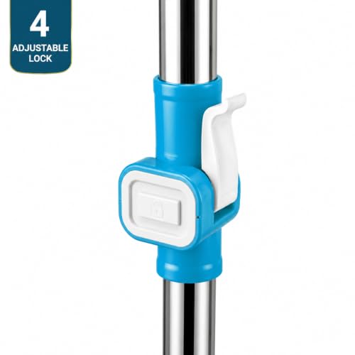 Image of Mi|Ton Spining Mop Set | 1 Year Lock Warranty ON Side|Adjustable Heavy Duty Mop Rod for Floor Cleaning | Stainless Steel Handle & 4 Microfiber Refills-Blue