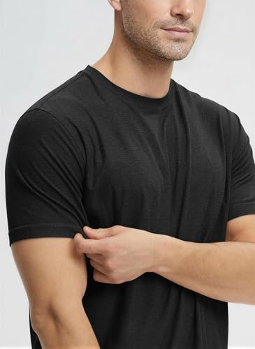 Image of Mens T-Shirts Crew Neck Shirts Athletic Fitted Plain Basic Tees Soft Cotton Blend Comfort T Shirts for Men