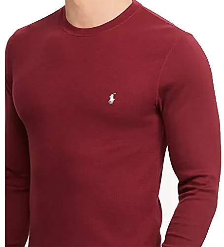 POLO RALPH LAUREN Men's Waffle Knit Crew Neck Thermal Sleepware Shirt with Polo Bear Logo3