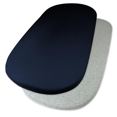 Image of HonestBaby 2-Pack Organic Cotton Fitted Bassinet Sheet, Dark Navy, One Size