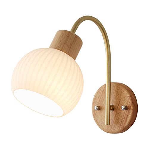 MEVZHH Lammurale Intérieure E27Murale En Bois Rustavec Ombre-Lamen Verre, Bras En Métalnché, Éclairage Mural de Bord de Lit de Style de Pays Pour Le Salon