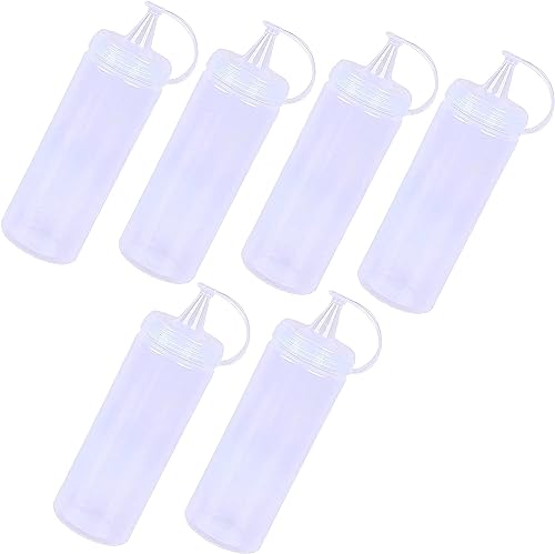 4All 14oz Squeezy Sauce Bottle With Lid BPA Free Reusable Plastic Bottle for Home And Restaurants Leakproof Squeeze Condiment Dispenser for Sauces Beverages And Mayonnaise 400ml (Pack of 6)