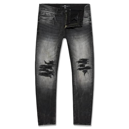 Men Collins Fordham Denim Shreds on Knees Jeans (Black Shadow)2
