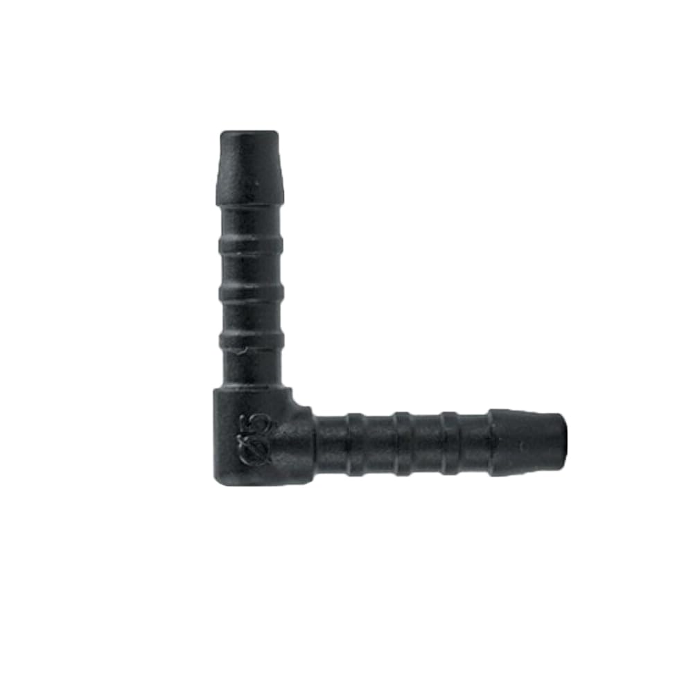 KafTon Hose Mender Pipe Elbow Connector Drip Irrigation Fitting Joiner Black (5mm - 3/16", 25)