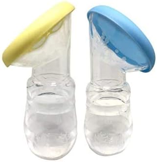 Manual Silicone Breast Pump 2Pack- Portable Manual Breast Milk Suction Tool with Cover Lid for Breast Feeding((4oz/100ml))