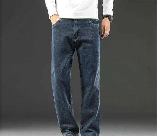 Men Loose Fit Wide Leg Denim Pants Business Casual Straight Jeans Spring Versatile Office Trousers2
