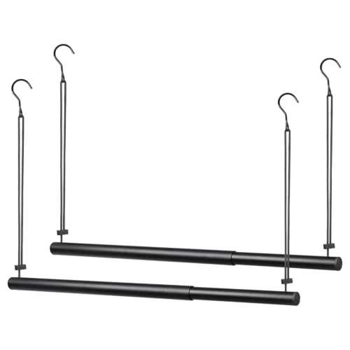 BaiNong Adjustable Closet Hanging Rod 17-30" Black 2 Pack by BaiNong - Used condition - US$24.93