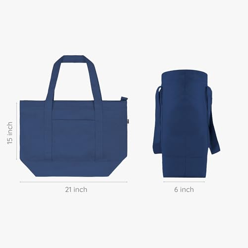 Ecoright Canvas Tote Bag for Women with Zip & Inner Pocket, 100% Organic Cotton Tote Bags for Men, Shopping, Beach2