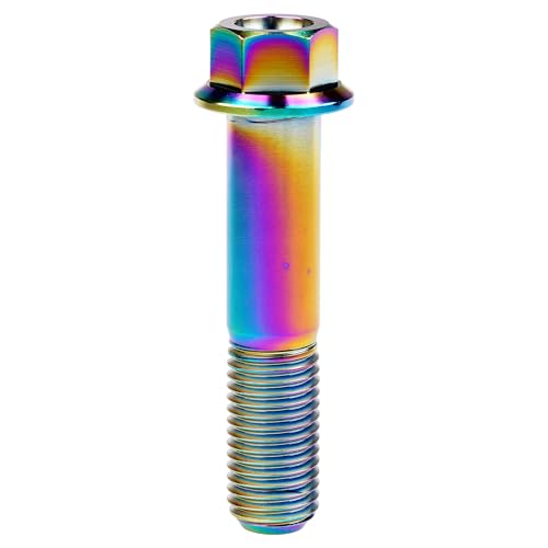 Image of Titanium Bolt M12 30 35 40 45 50 55 60 65 70 75 80 85 90mm Hex Small Flange Head for Motorcycle Car Modification Pack of 4 (M12x55mm Pitch 1.25, Multicolored)