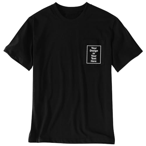 Custom Pocket T Shirts Design Your Own, Custom T Shirts for Men Women, Add Your Own Text Image, Personalized Pocket Shirts2