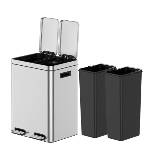 Caneca de basura doble 20L acero inoxidable con pedal miniatura 4
