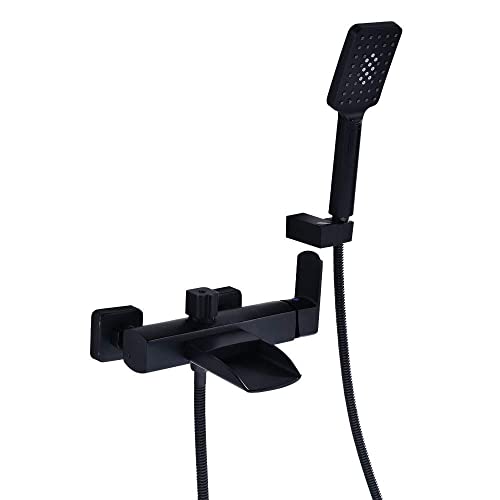 Robinet de baignoire cascade noir au design architectural et finition mate mate haut de gamme