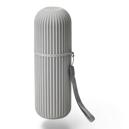 Image of Travel Curry - Travel Toothbrush Cup Case, Portable Toothbrush Holder Case for Traveling, Camping, Business Trip and School, Plastic Toothbrushes Toothpaste Set (Grey)