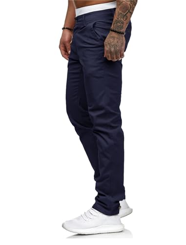 Image of HUNGSON Mens Chinos Dress Pants Slim Fit Stretch Business Casual Golf Work Slacks Trousers