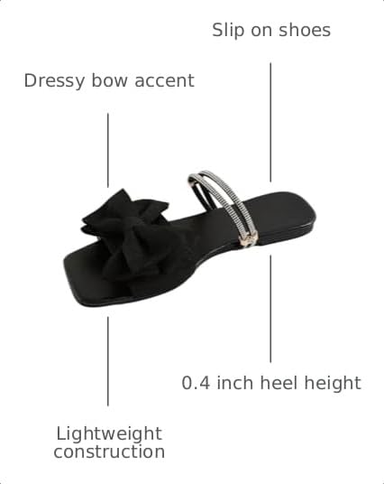 Image of GORGLITTER Women's Bow Flat Sandals Dressy Rhinestone Comfortable Sandals