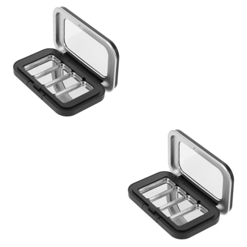 PAMINGONO 2個 セット ボックス マグネットボックス 蛍光ペン パレット スポンジ ベイ ラッシュリフトキット 人工 空のアイシャドウ プレート 頬紅パン 収納ケース プラスチック Black