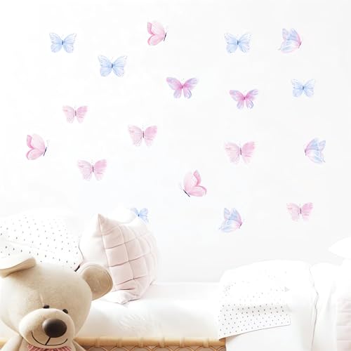 Vinilos decorativos mariposas azul y rosa, set 36 piezas miniatura 4