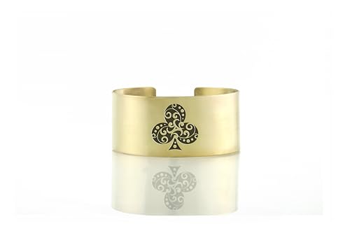 Bracelet large en or pour homme biker avec motif as de pique gravé