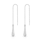 Philip Jones Sterling Silver Teardrop Thread Earrings
