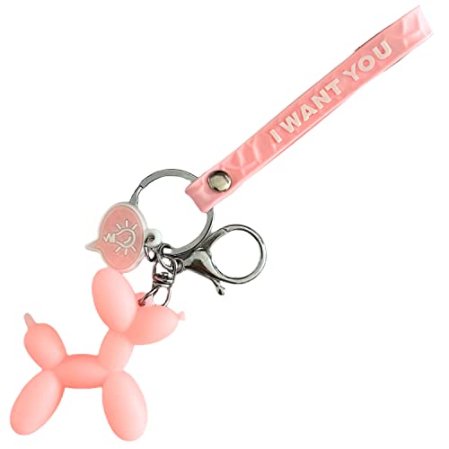 Llavero perro con colgante - Tridimensional - Decorativo "Animados" - Para llaves - Mochila - Rosa