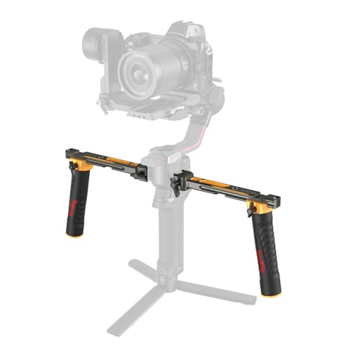 Image of SMALLRIG Dual Handle Handgrip (Bumblebee Edition) for DJI RS 5 / RS 4 / RS 4 Pro /RS 3 / RS 3 Pro /RS 2 / RSC 2 Gimbal, Handgrip with NATO Rails, Cold Shoe, 1 /4 inch-20 & 3 /8 inch-16 Threaded Holes - 5526