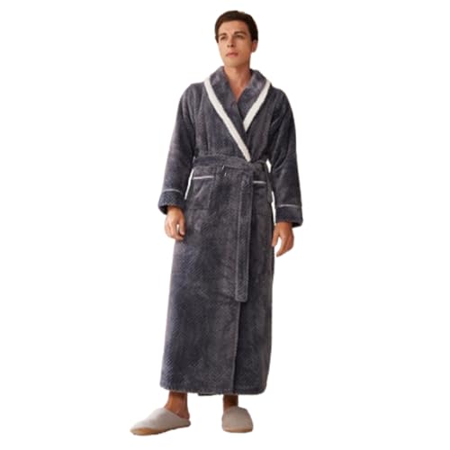 YJSGNMZA Batas De Felpa De Lujo para Hombres Y Mujeres, Bata De Manga Larga De Forro Polar Mullido De Talla Grande, Bata De Baño Súper Suave para Mujeres,Gray b,S/M