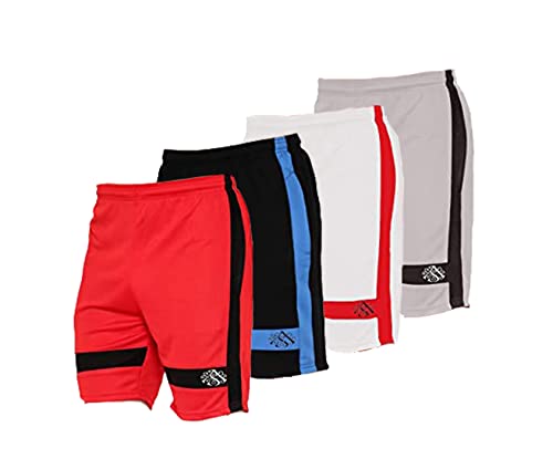 Fort Worth Men’s Running Shorts Quick Dry Gym Outdoor Sports Zipper Pockets 4 Pcs (L)
