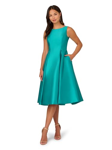 Image of Adrianna Papell Womens Sleeveless Tea Length Dress Exotic Jade 6
