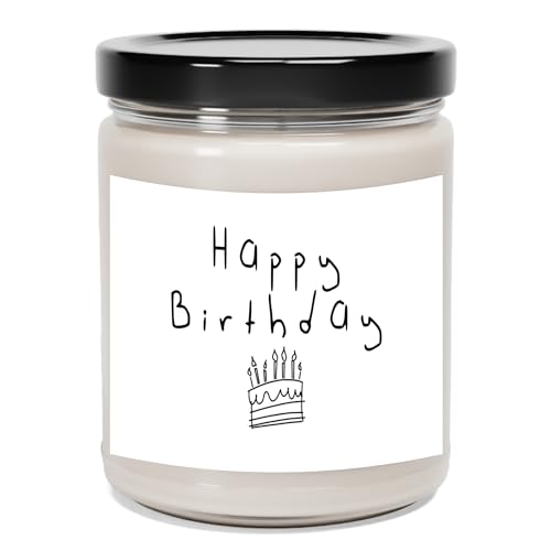 NHI Personalized Happy Birthday Candle, Scented Soy Wax Candle for Home, 9oz Transparent Jar, Happy Birthday Gifts for Women, Men, Her, Him, Best Friend