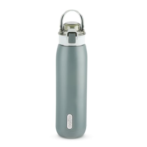 Image of CELLO Puro Steel-X Flint 900 Insulated Water Bottle 650 ml, Dark Grey | Easy Press Open Flip Top, Easy to Carry with Handle Leak Proof Inner Steel Water Bottle for School Kids, Office Gym Travel