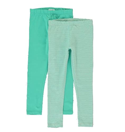 javoli Mädchen Leggings Hosen 2er-Pack Gefüttert Baumwolle Spiel-Freizeit-Lange-Jogging-Hose Frühling Sommer Orange Grün 2 Strumpfhosen 104 110,116,122,128,134cm (122, Grün) Cover
