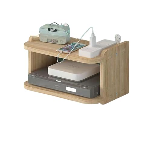 Hrzisda無線ルーター収納ボックス WIFIルーターラック、テレビセットトップボックス、フローティングシェルフルセットラック壁掛けルーターボックス壁装飾 (290mm*190mm*160mm)