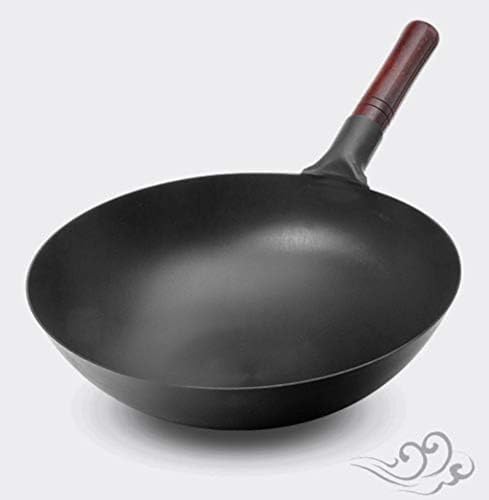 Wok de hierro fundido con mango de madera 36 cm miniatura 5