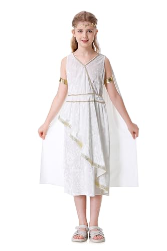 Disfraz para niñas Diosa Griega Atenea Toga blanca de terciopelo miniatura 6